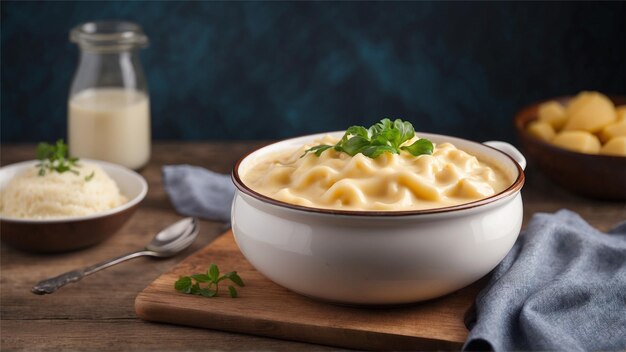 Macaroni et fromage au four crémeux dans un fond propre