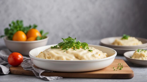 Macaroni et fromage au four crémeux dans un fond propre