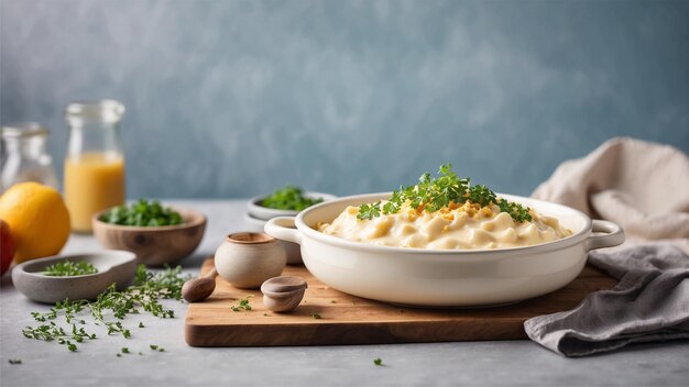 Macaroni et fromage au four crémeux dans un fond propre