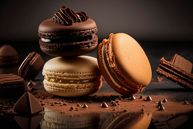 macarons au chocolat sucré