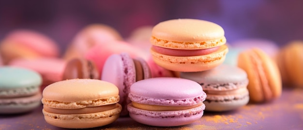 Macarons aux couleurs pastel un dessert français Generative AI