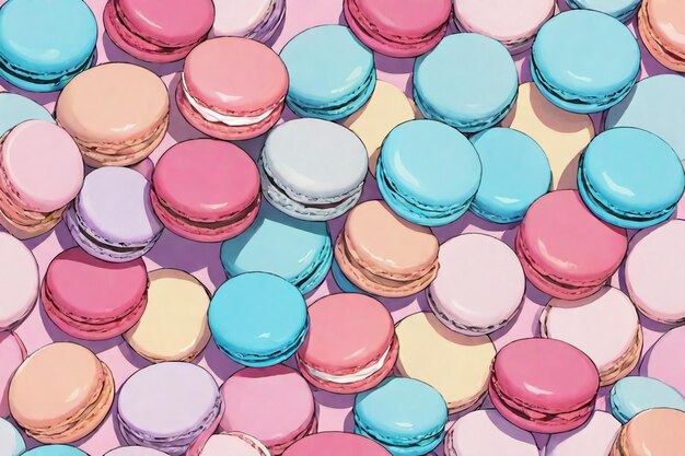 Photo des macarons colorés de couleur pastel doux du désert.