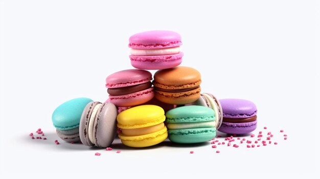 Macarons colorés sur fond transparentGenerative AI