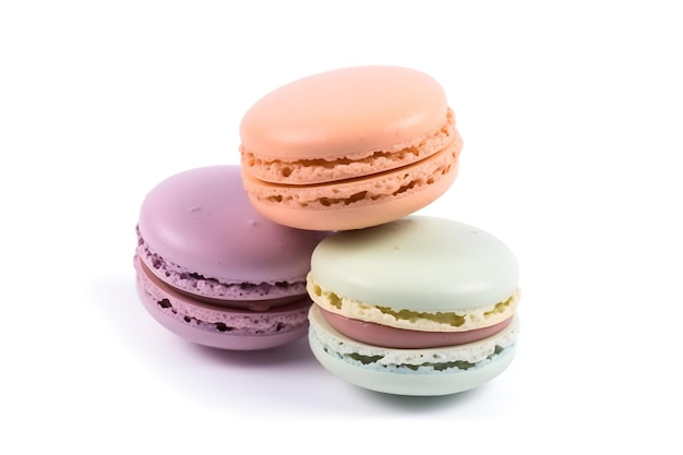 Photo macarons colorés isolés sur fond blanc