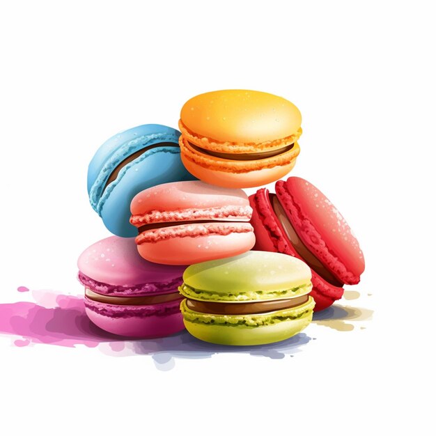 des macarons de couleurs variées empilés l'un sur l'autre