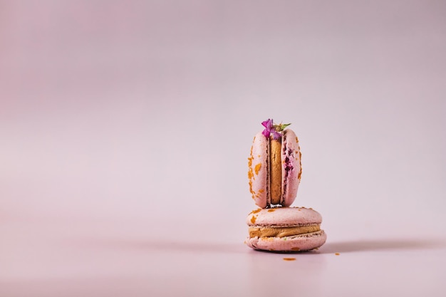 Macarons fourrés au café et à la vanille Dessert pour pause thé ou café Couleur pastel