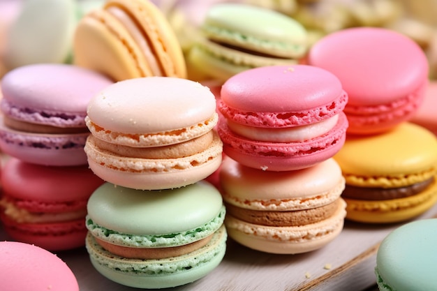 Des macarons français colorés et délicieux.