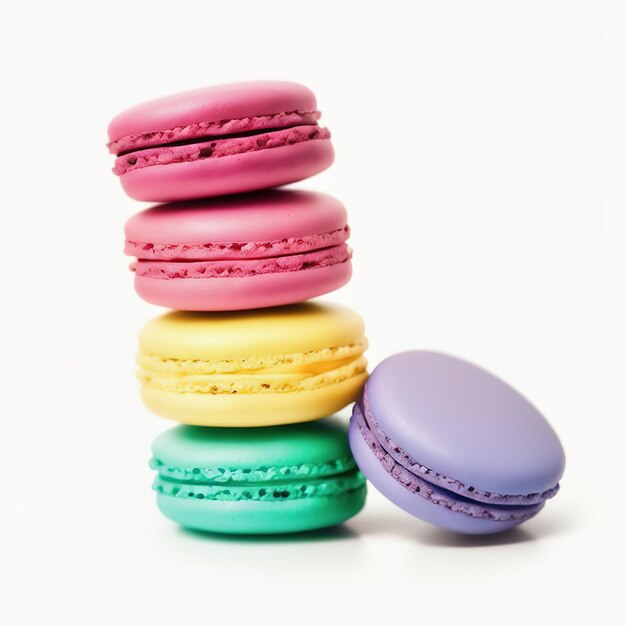 Macarons français colorés ou macaron sur fond blanc IA générative