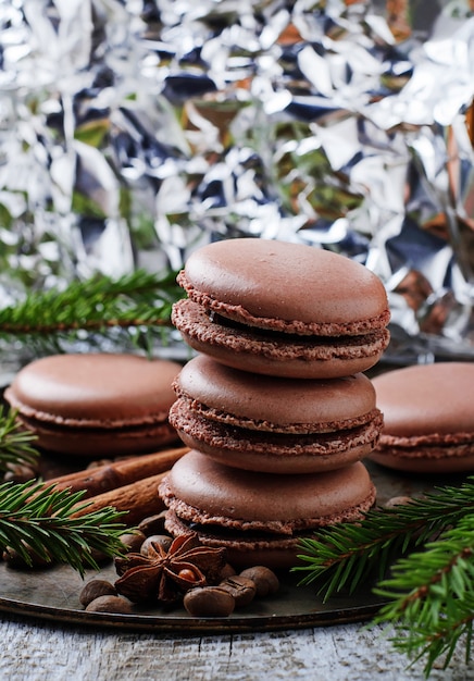 Macarons français avec grains de café