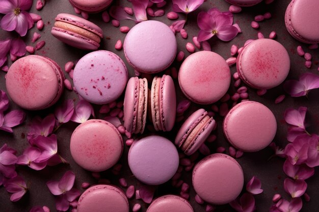 Macarons français roses Saint Valentin amour fête des mères concept