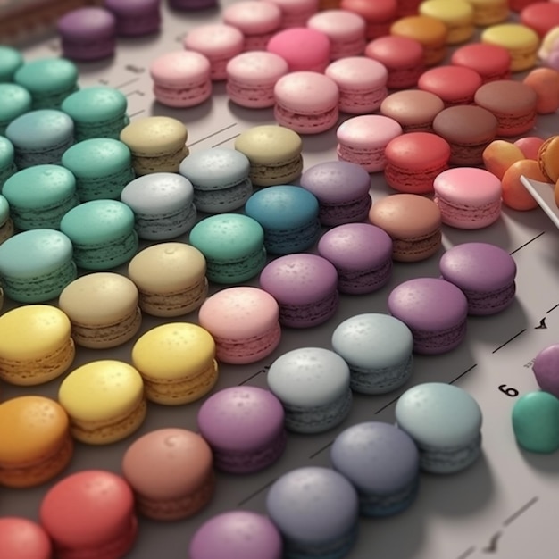 macarons palette de couleurs rendu 3d