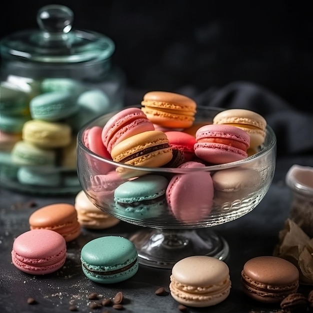 Macarons sucrés et colorés