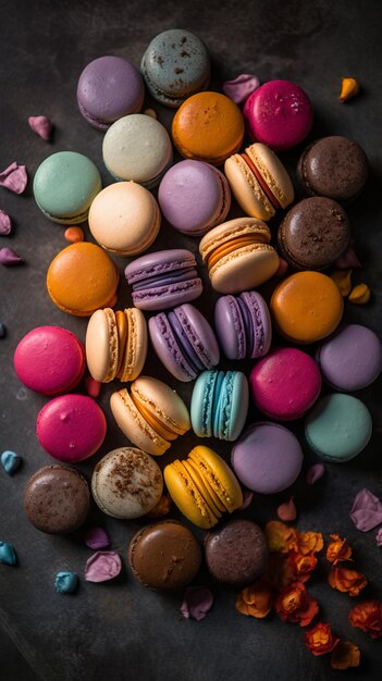 Macarons sucrés et colorés