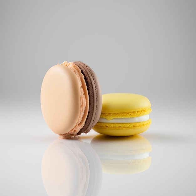 Photo macarons sur une table blanche