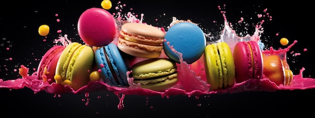 Macaroons de nourriture française sur un beau fond focalisation sélective IA générative