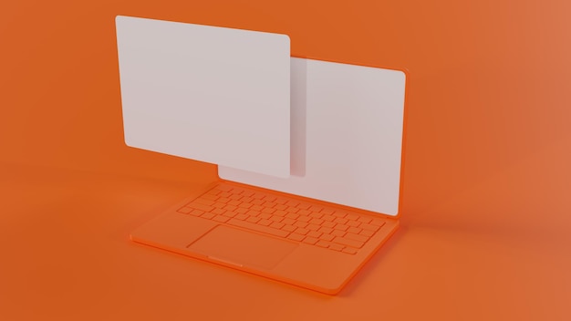 Photo macbook double affichage low poly modèle 3d pour maquette