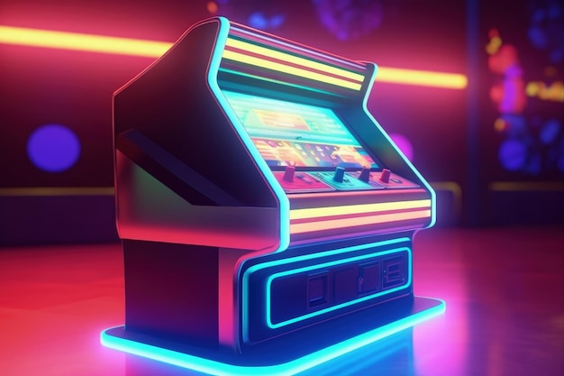 Machine d'arcade des années 80 et 90 concept de nostalgie rétro illustration numérique IA générative