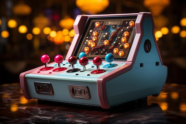 Photo une machine d'arcade rétro avec des boutons colorés générés par l'ia