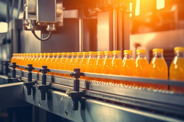 Une machine avec des bouteilles oranges de liquide orange dessus