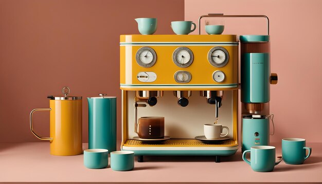 Photo une machine à café colorée avec une tasse de café dessus