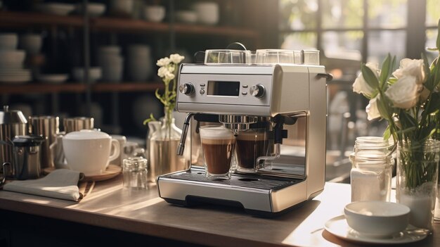 Photo la machine à café sur un comptoir