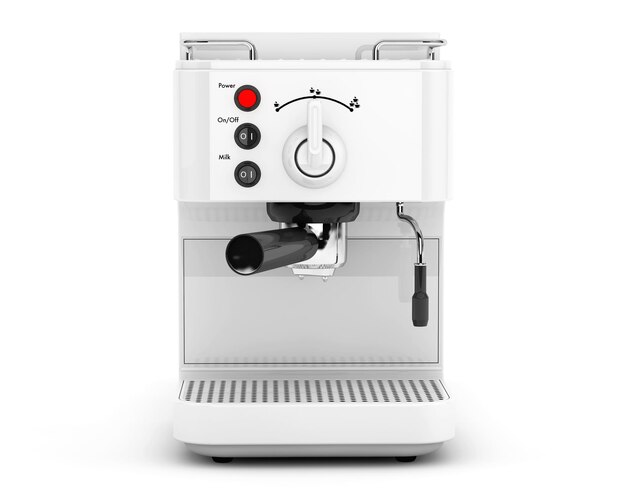 Machine à café expresso sur fond blanc. rendu 3D