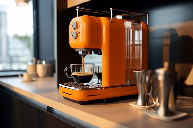 Machine à café avec illustration 3d de tasses