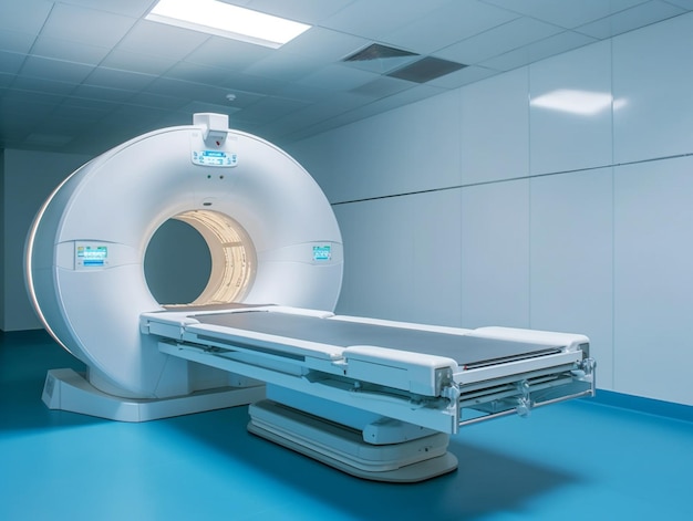 Une machine ct dans une chambre d'hôpital avec une grande tomodensitométrie.