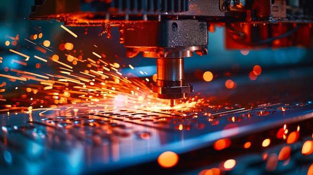 machine de découpe laser cnc en action générée par ai