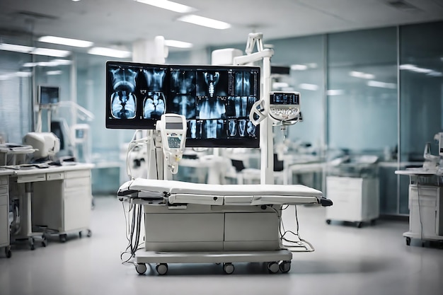 Photo machine de diagnostic médical à rayons x avancée dans le laboratoire de soins de santé de l'hôpital comme bannière large