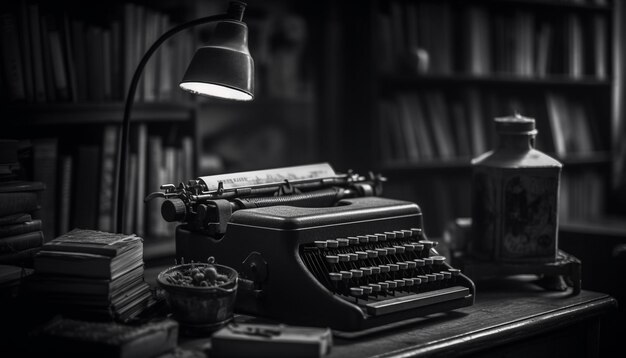 Machine à écrire antique sur le bureau une nostalgie d'écrivain générée par l'IA