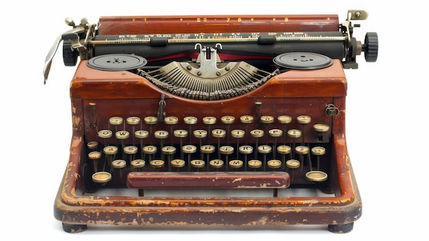 une machine à écrire vintage sur fond blanc
