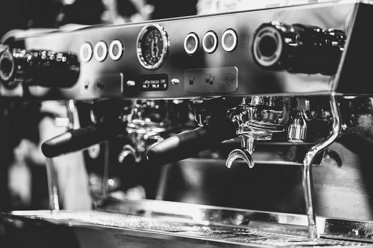 Photo machine à expresso italienne style couleur vintage noir et blanc