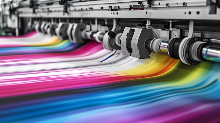 Photo une machine d'impression colorée aux couleurs de l'arc-en-ciel
