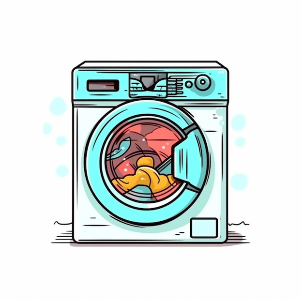 une machine à laver de dessin animé avec des vêtements à l'intérieur ai générative