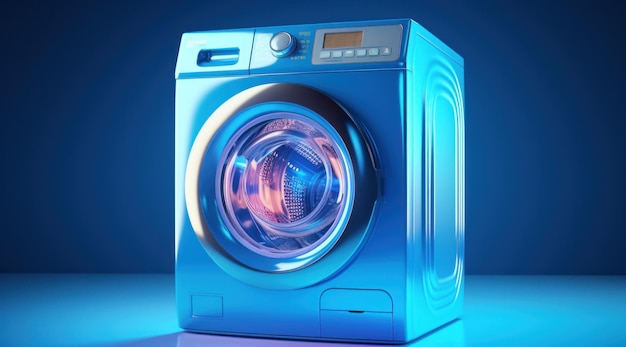 une machine à laver sur fond bleu