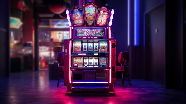 Une machine à sous au néon avec le mot casino dessus