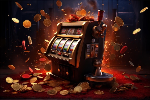 machine à sous de casino avec des jetons et des pièces