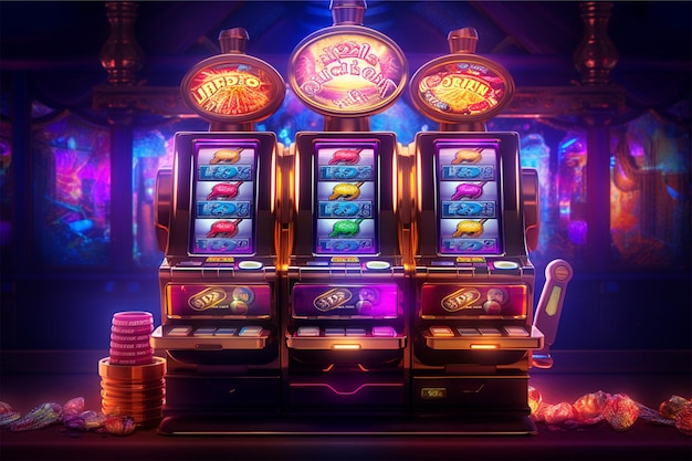 machine à sous de casino avec des jetons et des pièces