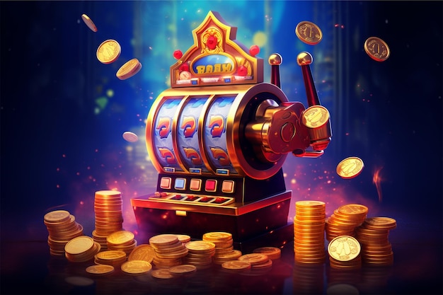 machine à sous de casino avec des jetons et des pièces