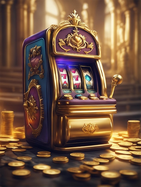 Machine à sous de dessin animé avec illustration d'argent pour les jeux de casino