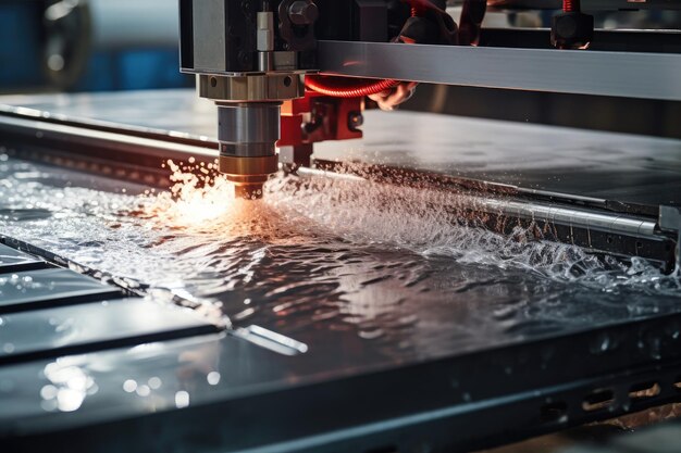 Photo machine utilisant la pression de l'eau pour couper à travers des matériaux en acier inoxydable