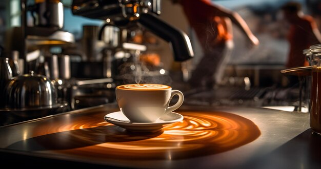 Photo la machine à verser du café expresso prépare du café expresso aromatique barista café restaurant