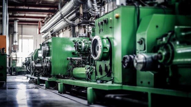 Machine verte dans une usine avec une machine verte qui dit "machine verte"