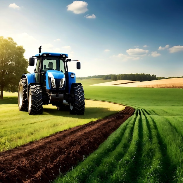 Photo machines agricoles à tracteur sur les champs