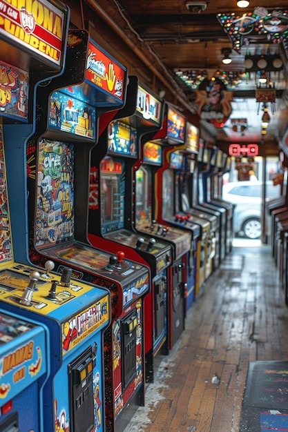 Photo les machines d'arcade classiques reproduisent l'enfance dans l'industrie du jeu nostalgique