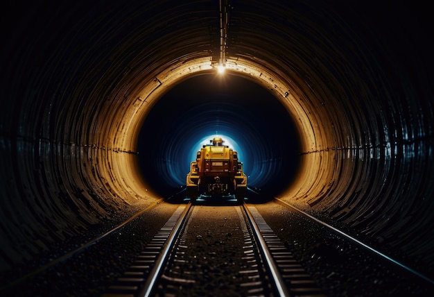 Photo les machines de creusement de tunnels de bouclier creusent des tunnels sous terre.
