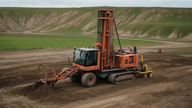 Des machines lourdes fonctionnent dans un champ de terre