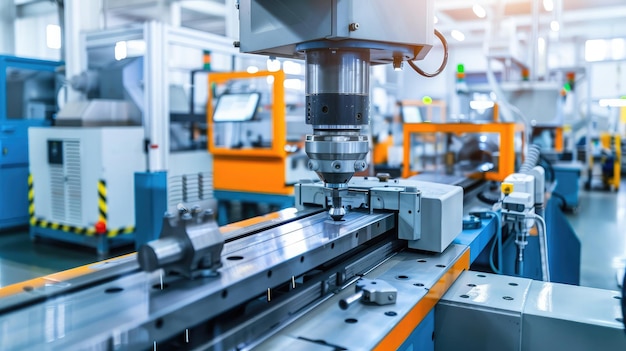 Photo machines de précision dans une usine moderne illustrant l'intégration transparente de la technologie dans les opérations de fabrication