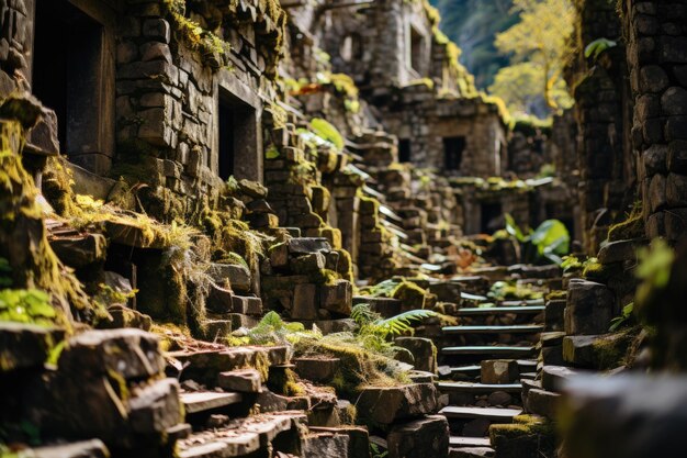 Machu Picchu Pérou la maison de la garde une structure à l'extrémité nord de Machu picchu IA générative